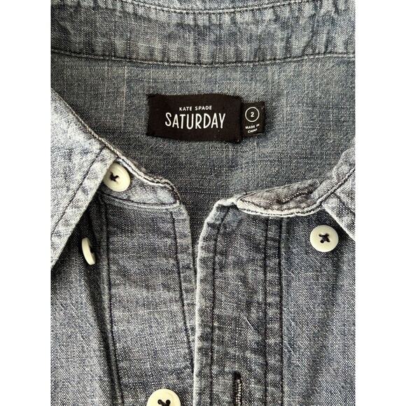 Kate Spade Saturday Denim Chambray Women’s Button Down Jean Shirt sz 2 Blue - Picture 2 of 7